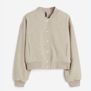 NWT Women's H&M Beige felted  Bomber Jacket size small